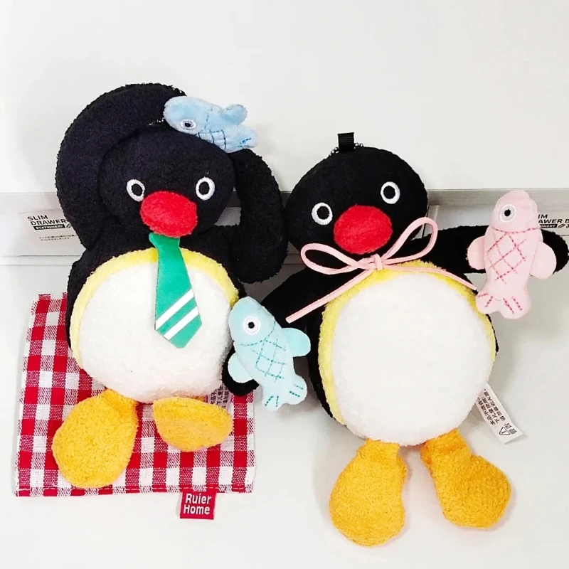 New Anime Figure Doll  Pingu Love Fish Penguin Kawaii Backpack Pendant Robby Plush Student Girl Doll Pendant Gift For Kids Toy