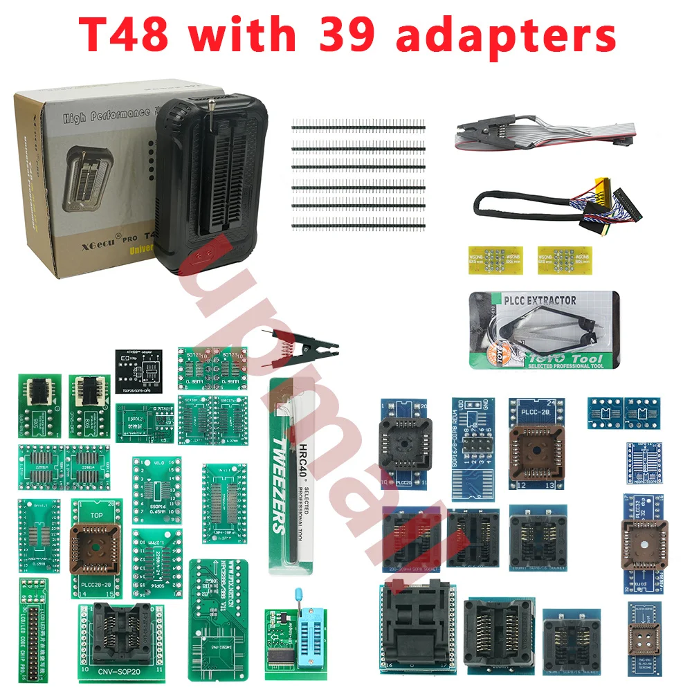 100% Original V12.67 XGecu T48 Programmer with 39 Adapters Support 35000+ ICs for PIC/NAND Flash/EMMC TSOP48/TSOP56/BGA+