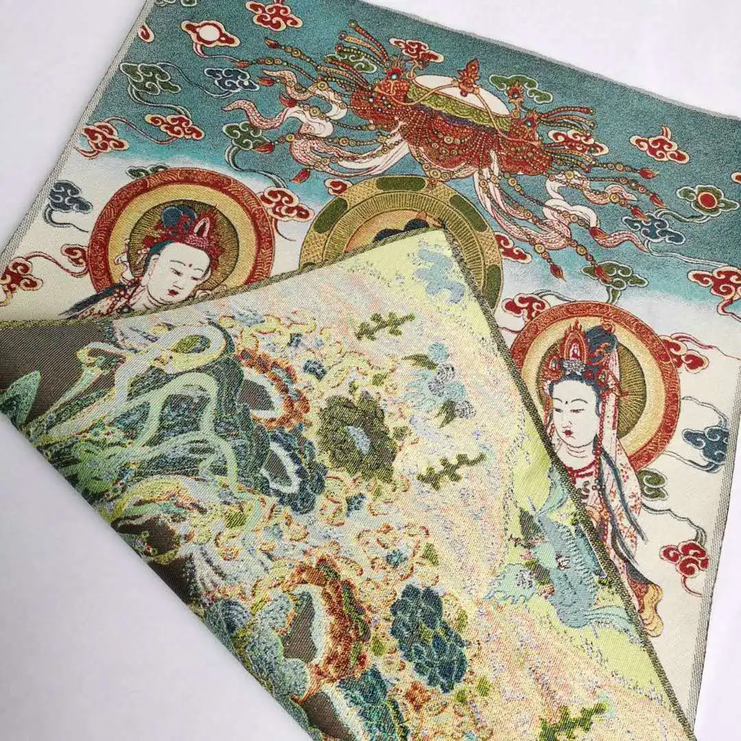 China Buddhism Cloth Silk Tathagata Buddha Guangyin Kwanyin Tangka Thangka 26548