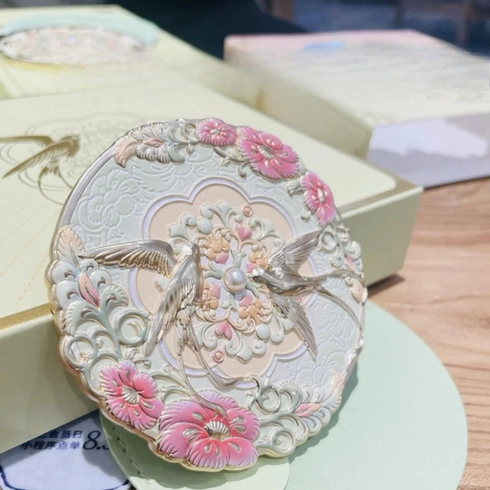 جديد النمط الصيني مرآة المحمولة الأزهار الطيور الإغاثة مرآة لوضع مساحيق التجميل خمر يده مرآة السفر هدية للفتيات أفضل صديق #2