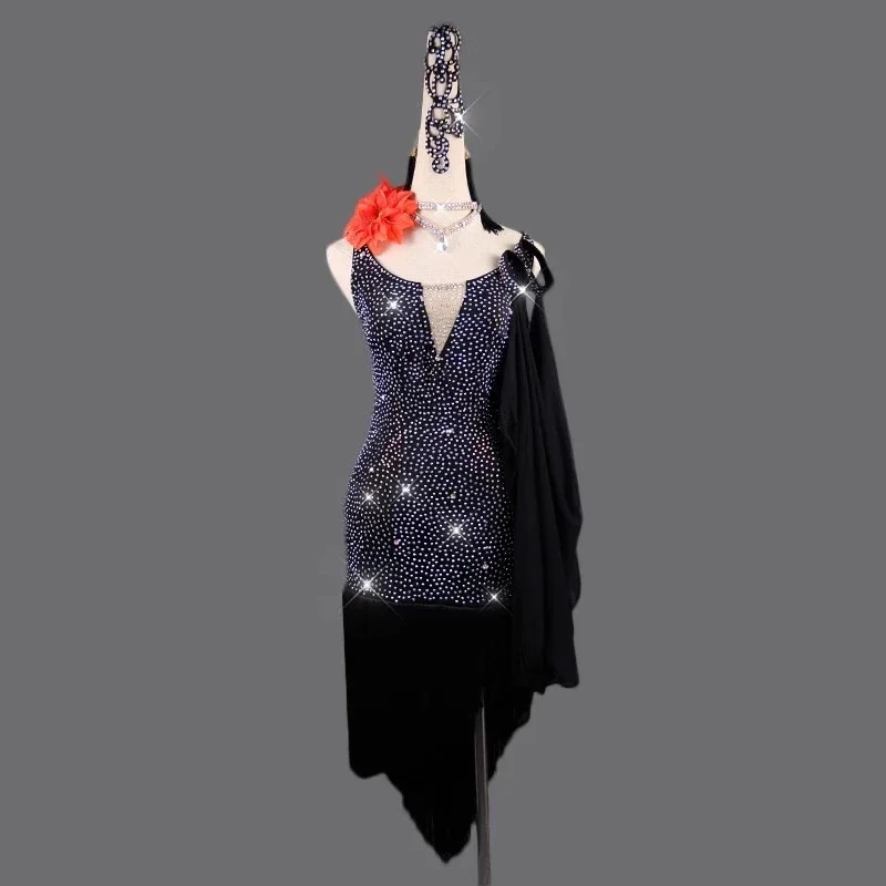 Latin Dance Performance Jurk Senior Party Rok Sexy Vrouwen Competitie Professionele Mode Custom Plus Size Kostuum Dames