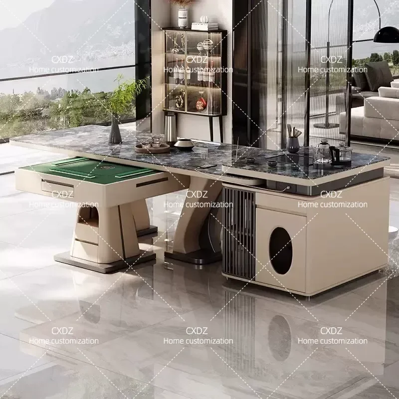 Automatic Electric Mahjong Table Integrated Dual Purpose Household Multi Functional Rock Slab Dining Tea Island Table