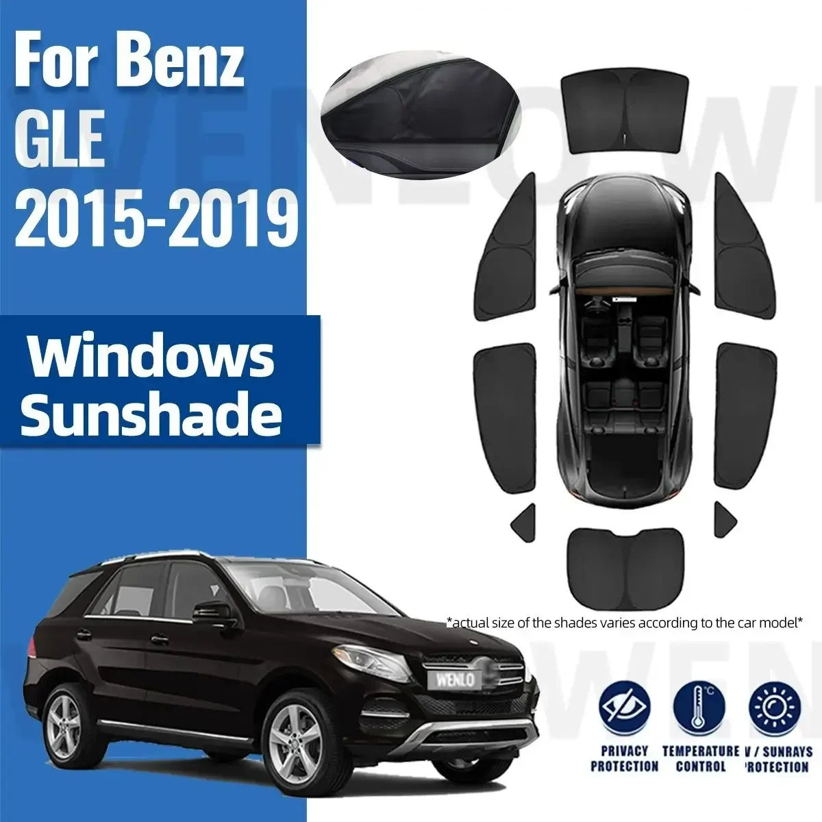 

For Mercedes Benz GLE W166 2015-2019 Full Cover Car Sunshade Visor Front Rear Windshield Frame Curtain Side Window Sun Shade