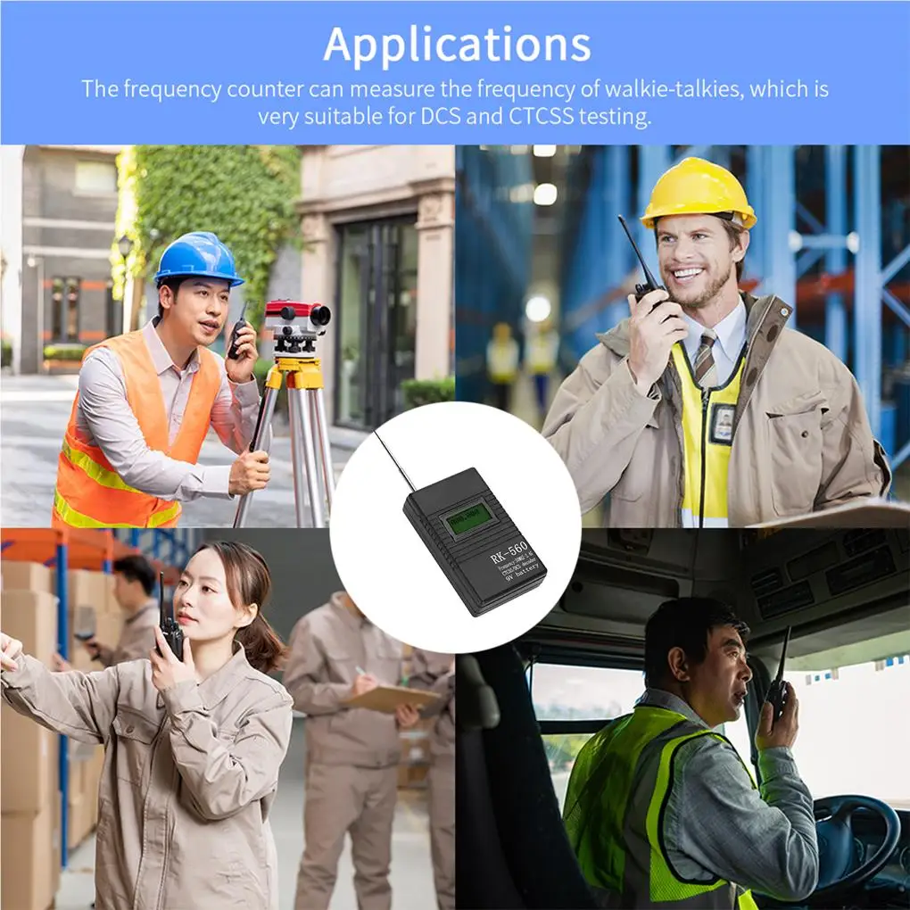 RK560 Frequency Counter Meter 50MHz-2.4GHz Portable Handheld Radio Tester with CTCSS/DCS Decoder Accurate Testing