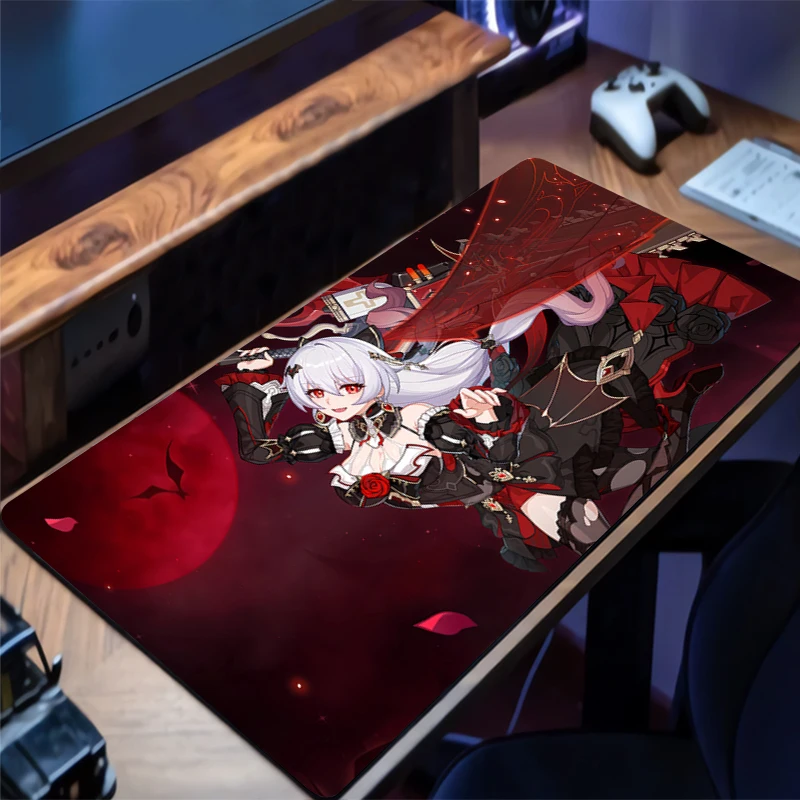 Alas Mouse Gaming Honkai Impact 3 Aksesori Alas Meja Keyboard Gamer Kantor Alas Meja Laptop Antiselip Alas Mouse Anime PC Besar