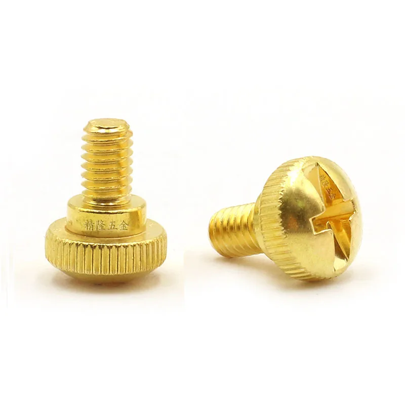 

10Pcs Knurled Step Hand Tightened Screw M4x6 Coin Slot Manual Locking Fixed Composite Plus Minus Slot Hand Tightened Brass Screw