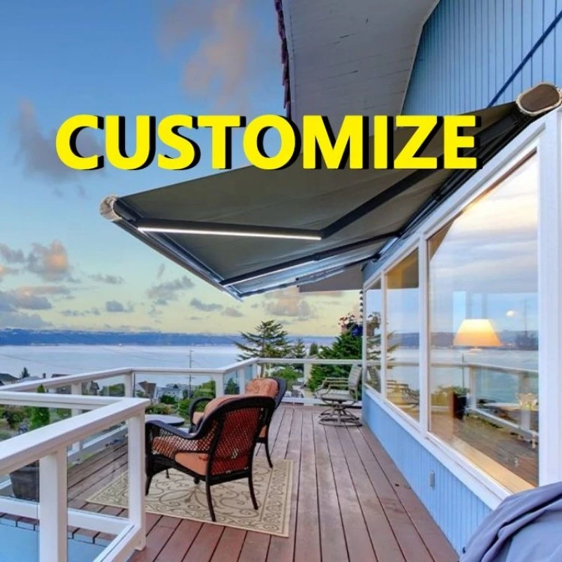 Any Size Custom 2026 New Retractable Awning Waterproof Acrylic Fabric Aluminum Full Cassette Remote Control Patio Heavy Duty