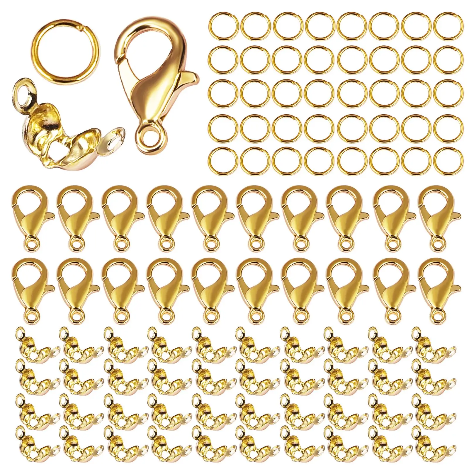 

Stainless Steel Lobster Clasps Open Jump Rings Crimp Beads Covers Necklace End Connectors Supplies For Diy Jewelry Accessories