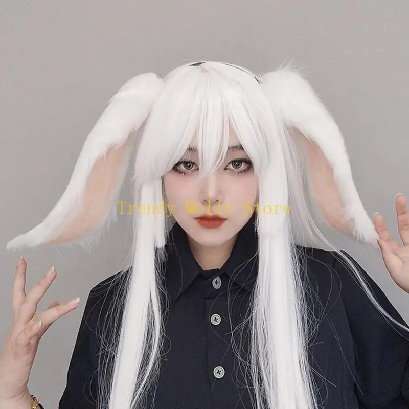 

N5KB Anime Cosplay Props Rabbit Bunny Hair Hoop Furry Hair Styling for Comic Con