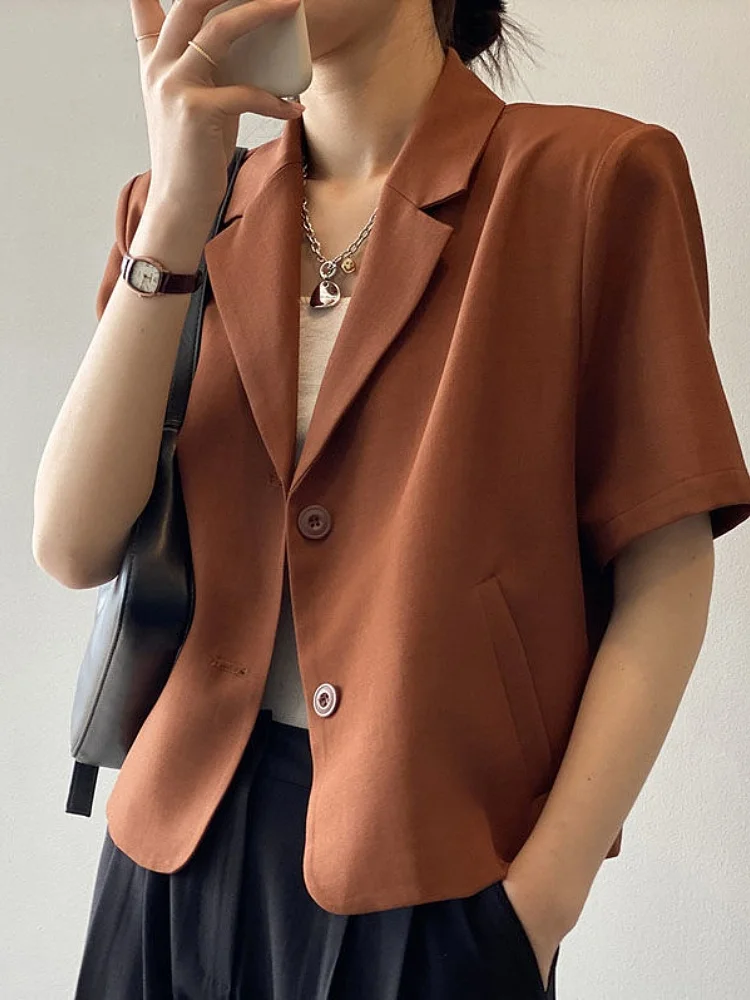 Short Sleeve Suit Jacket Women's Summer Thin Casual Design Short Length Casual Style Small Size New Model West Coat