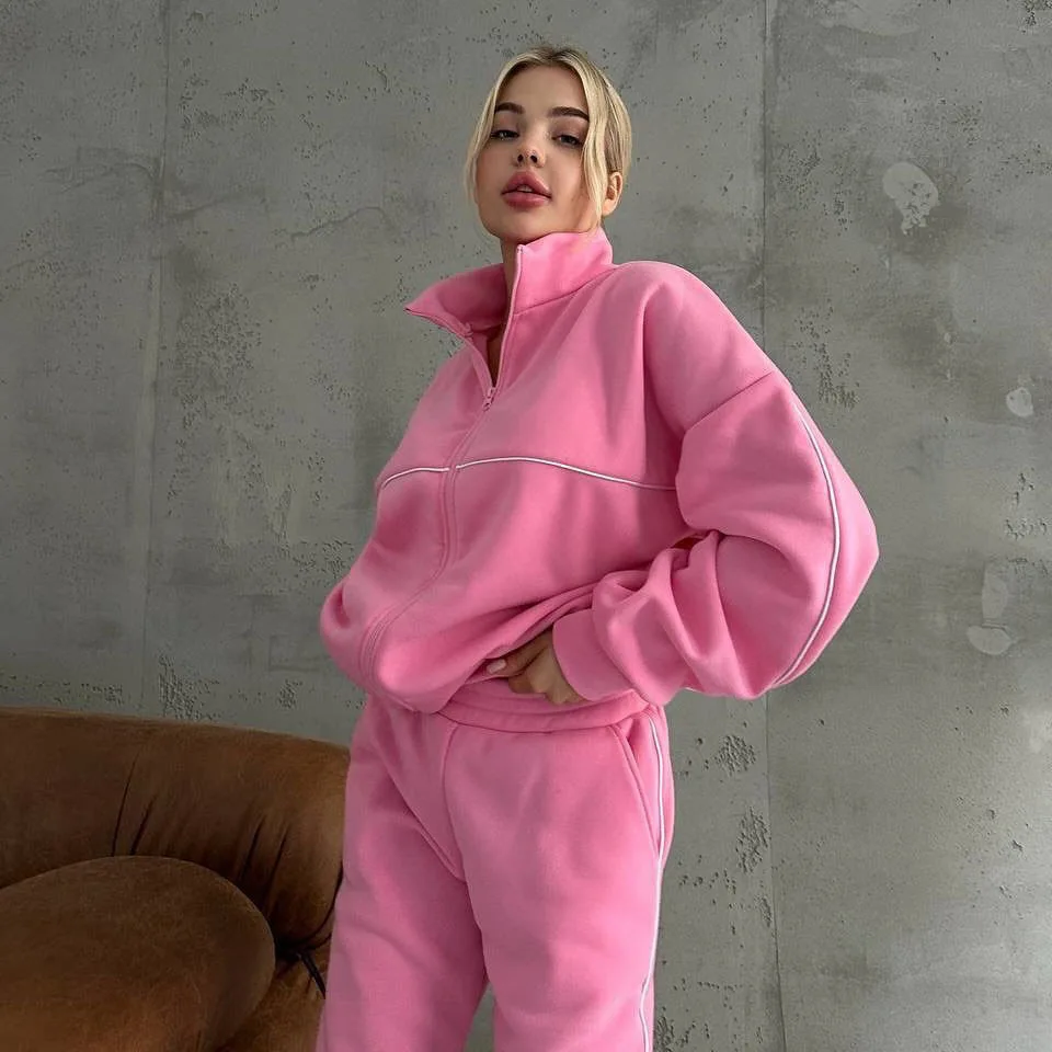 

2025 Women's Loose Casual Fashion Long Sleeved Decorative Sweatshirt Set Ins