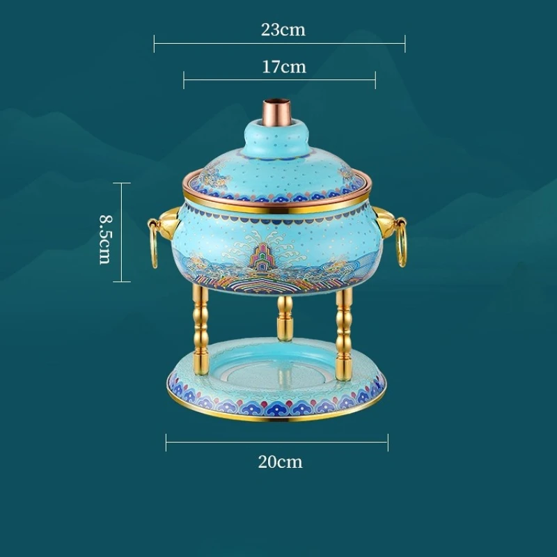 Enamel Color Inflatable Small Hot Pot Pure Copper Gas Stove Shabu Shabu Hot Pot Shabu Pot Cookware Old Beijing Hotpot Cookware view 5