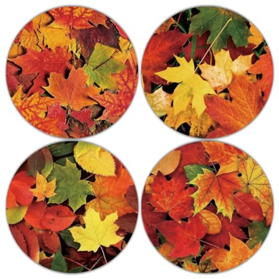 

Fall Leaves Coasters Autumn Maple Leaf Ceramic Coasters Absorbent Thanksgiving Harvest Cup Mat for Home Kitchen Party Table De