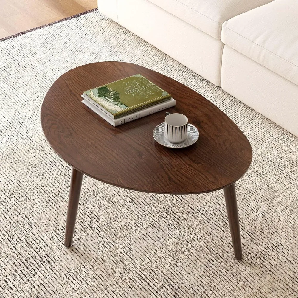 

Small Oval Coffee Table, 100% Solid Wood Coffee Tables Mid Century Modern Table for Living Room, Side Table End Tables for Home