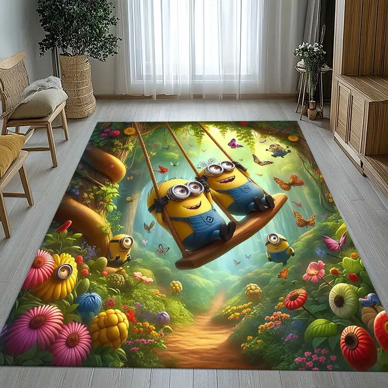 Funny Cute M-Minions Cartoon Soft Non-Slip Large Area Rug for Living Room,Bedroom Playroom Carpet Mat for Sofa,Home Decor Gift