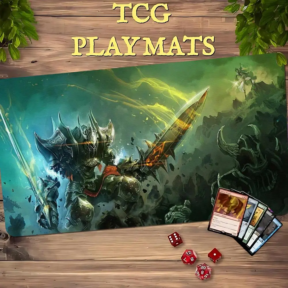 Giant Armor Knight Mouse Pad Playmat Stitched with Magic Zones Game Mats Tabletop for MTG/TCG Battle Commander Gaming Mat