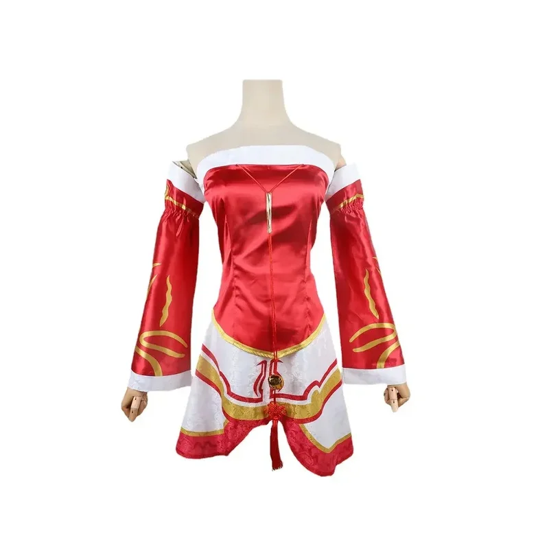 LOL Game Ahri-شعر مستعار ثعلب ذو تسعة ذيل، زي اللعبة، أنيمي، فستان أحمر مثير للنساء، عيد الميلاد، الكرنفال، ix، المجموعة