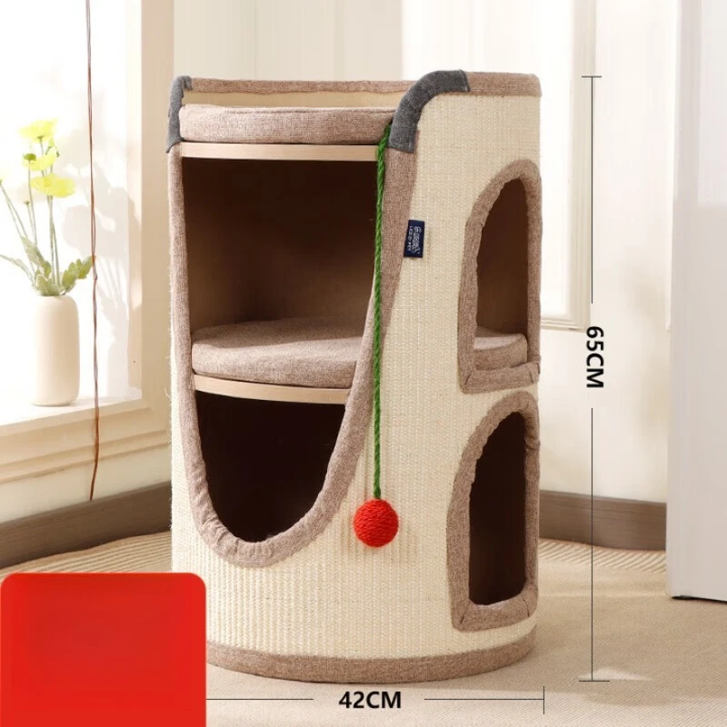 Double-layer sisal bucket cat nest cat climbing frame, small cat scratching board integrated four-season nest