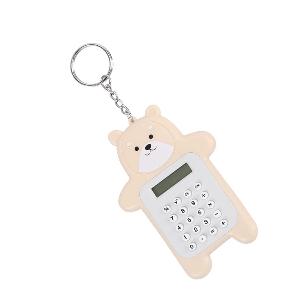 أداة حاسبة صغيرة محمولة على شكل سلسلة مفاتيح مع تصميم دب لطيف مثالية للاستخدام اليومي للطلاب والمكتب المدرسي الصغير #5