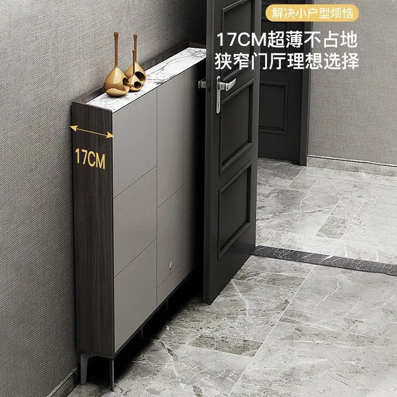 Armoire à chaussures seau à bascule de luxe, Ultra-mince et légère, petit appartement moderne contre le mur