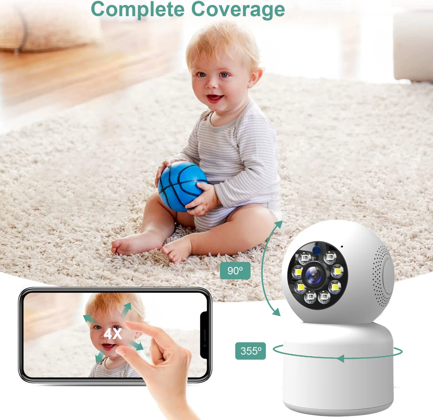 YI IOT-Caméra de surveillance IP WiFi 2MP/4MP, dispositif de sécurité domestique sans fil, babyphone vidéo, avec fonction pan/tilt et télécommande, vision nocturne et audio bidirectionnel