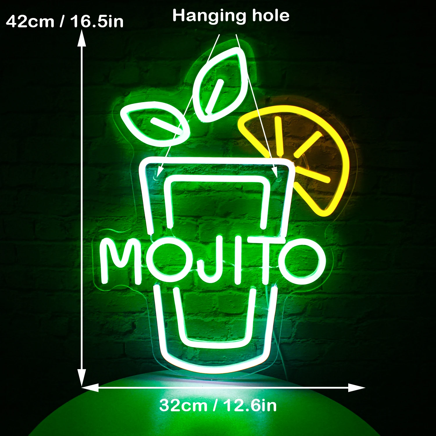 Mojito Wine Glass Neon Sign Home Shop Bar LED Light Aesthetic Bedroom Party Art Anniversary Birthday Atmosphere Wall Decorati