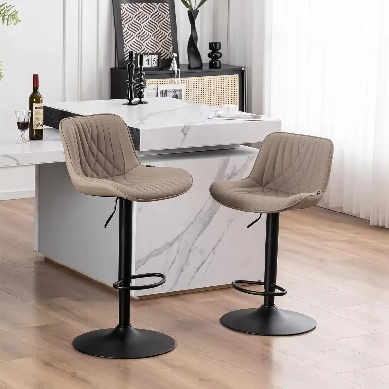 

Upholstered Counter Height Bar Stool Adjustable Swivel Barstools with Back Tall Stool Chairs for Kitchen Island Bistro