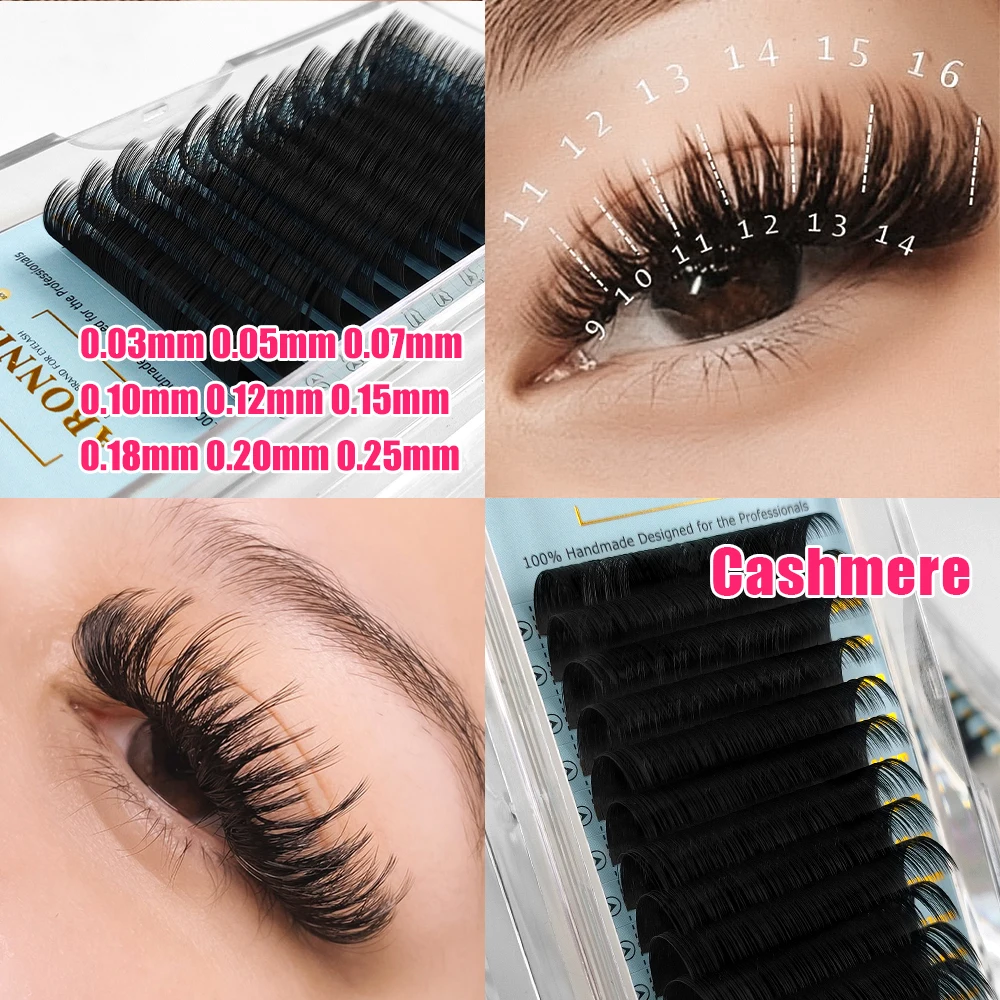 ABONNIE Cashmere Lashes C CC D Curl Individual Eyelash Extensions Matte Professional Soft and Natural Makeup Premium Eyelashes