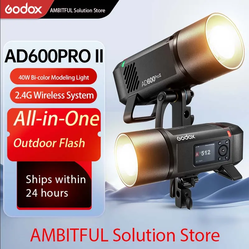Godox Flash da esterno 600W Wireless All-in-One AD600Pro II TTL con sincronizzazione ad alta velocità compatibile con Canon Nikon Sony Olympus