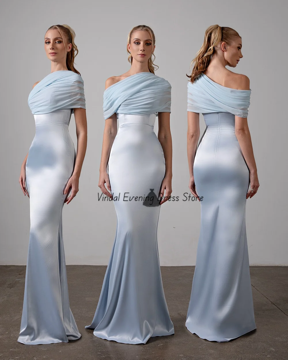 Vindal Vloerlengte Sweep Trein Zeemeermin Eenvoudige Galajurken Mouwloos Uit De Schouder Sexy Bruiloft Galajurken Vestidos