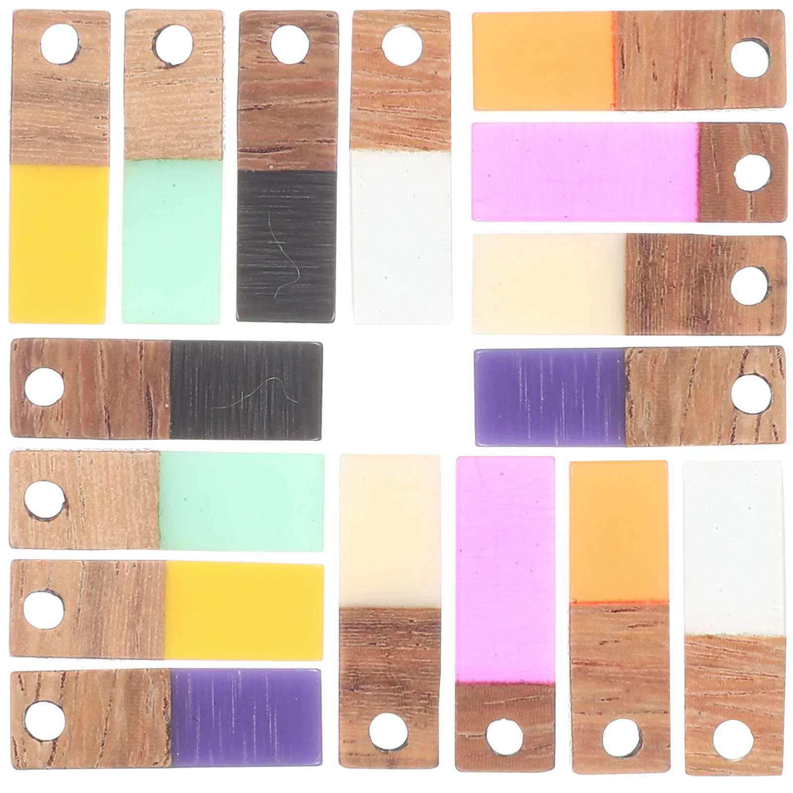 

16pcs Resin Wood Charms Pendant Rectangle Diy Jewelry Making Supplies Necklace Bracelet Keychain Pendant For Valentine Wedding