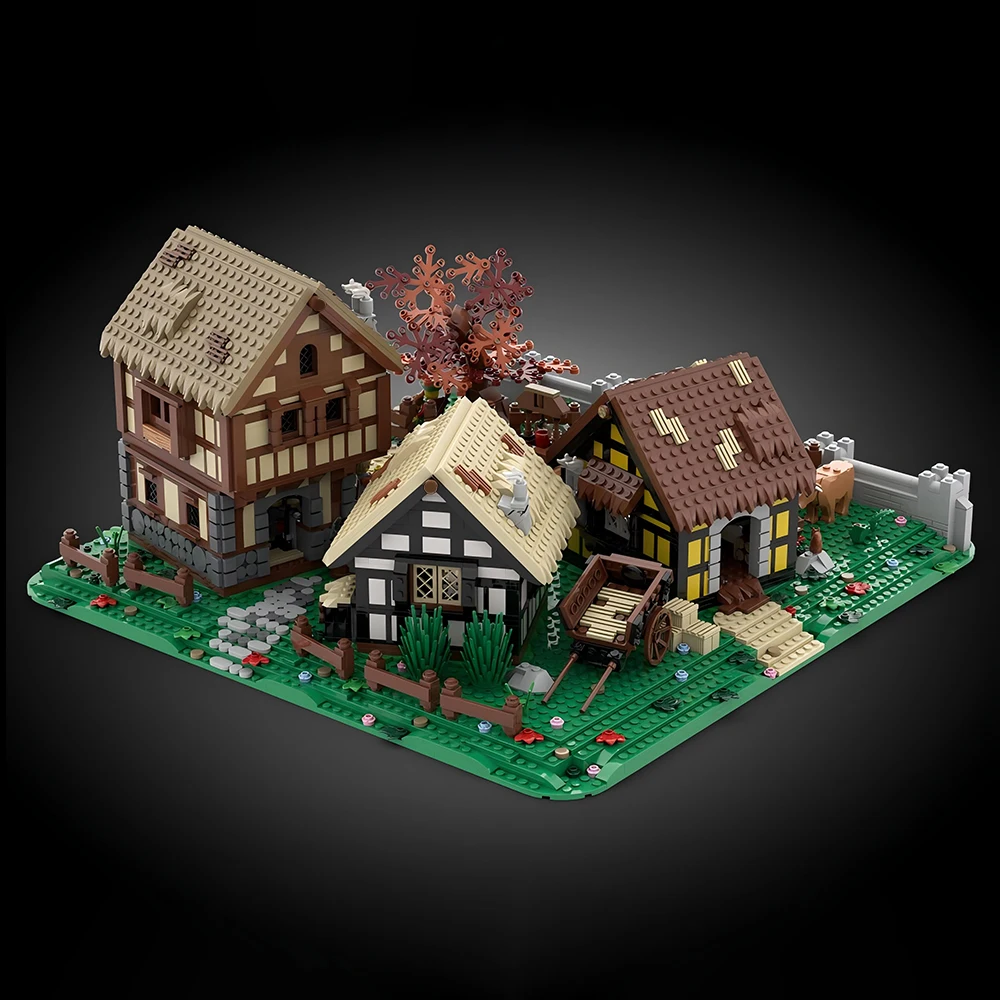 Nova arquitetura moc casa medieval diorama cowshed tecnologia modular blocos de construção presente brinquedo natal diy conjunto montagem