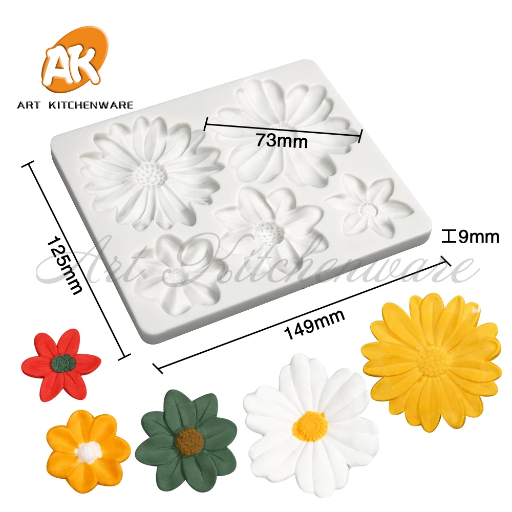 New 3D Flower Silicone Molds Fondant Craft Cake Candy Chocolate Sugarcraft Ice Pastry Baking Tool Mould