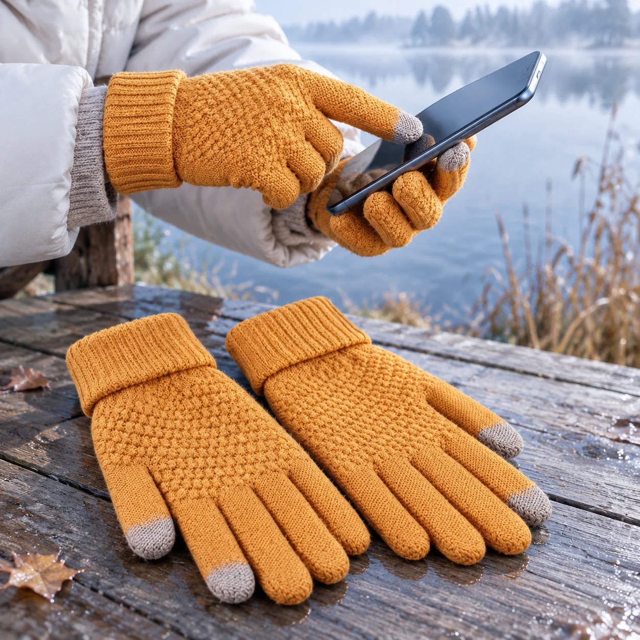 Touchscreen Winter Windproof Warm Knitted Gloves for Men Women Thick Cold Resistant Sensitive Outdoor Cycling Driving