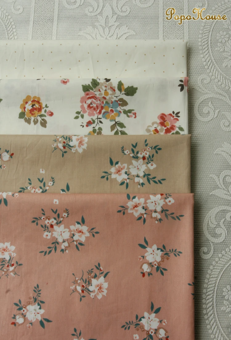 Tkanina skośna z czystej bawełny do wyrobu sukienek, ręcznie robiona tkanina DIY, biała herbata, mała róża, sukienka, odzież domowa, 160x50cm