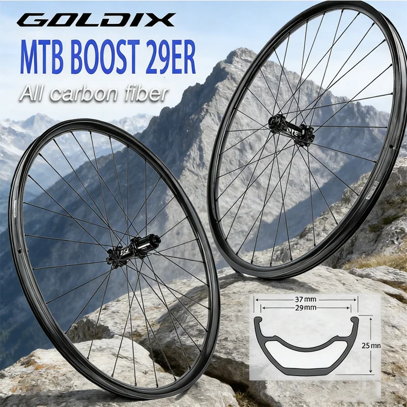 

GOLDIX mtb carbon wheelset 29 disc brake Ratchet 36T 28-hole boost cube For Shimano Straight Pull 6 bolt 29 mtb carbon wheels