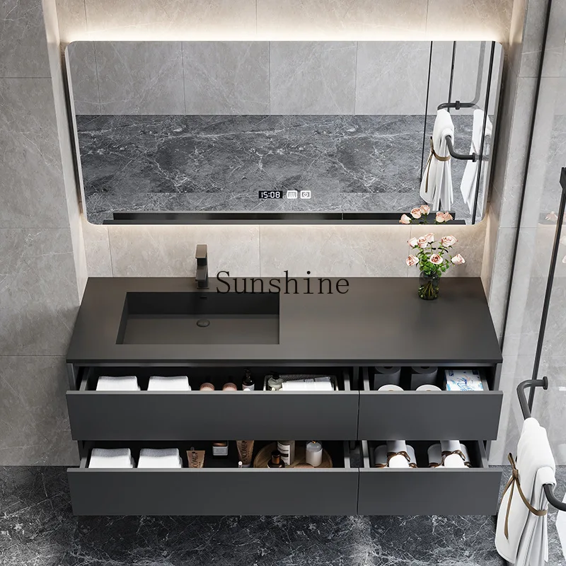 

Slate integrated hand wash basin modern bathroom cabinet combined bathroom washbasin