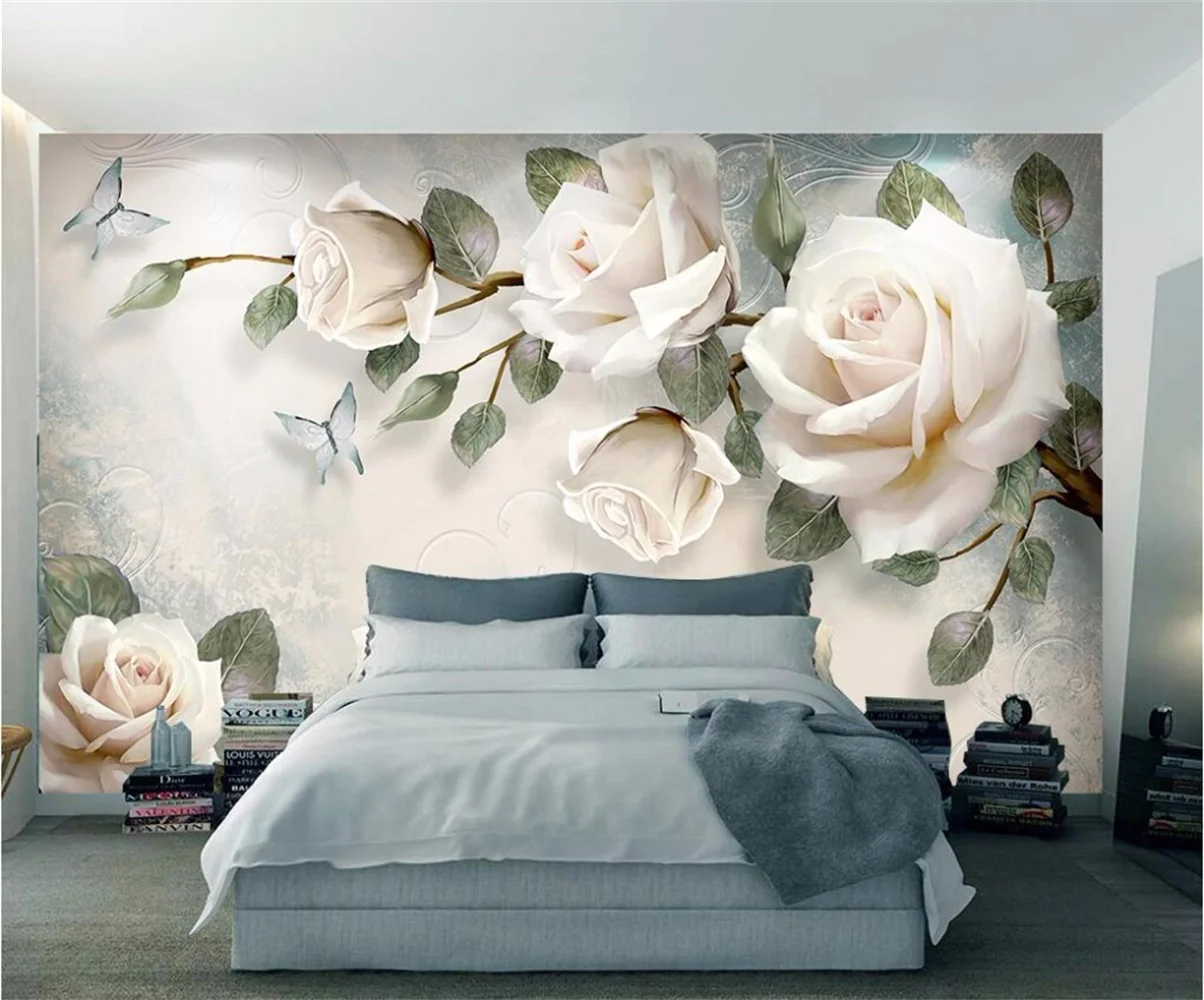 

beibehang Custom Photo Wallpaper Mural Wall Sticker Modern Simple Hand Painted Oil Painting Flower European Background Wall