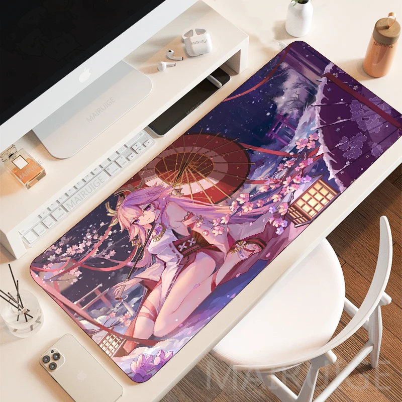 

Anime girl Yae Miko Large Mouse Pad Gamer Keyboard Mousepads Gaming Accessories Desk Mats genshin impact Mouse Mat Carpets Rugs