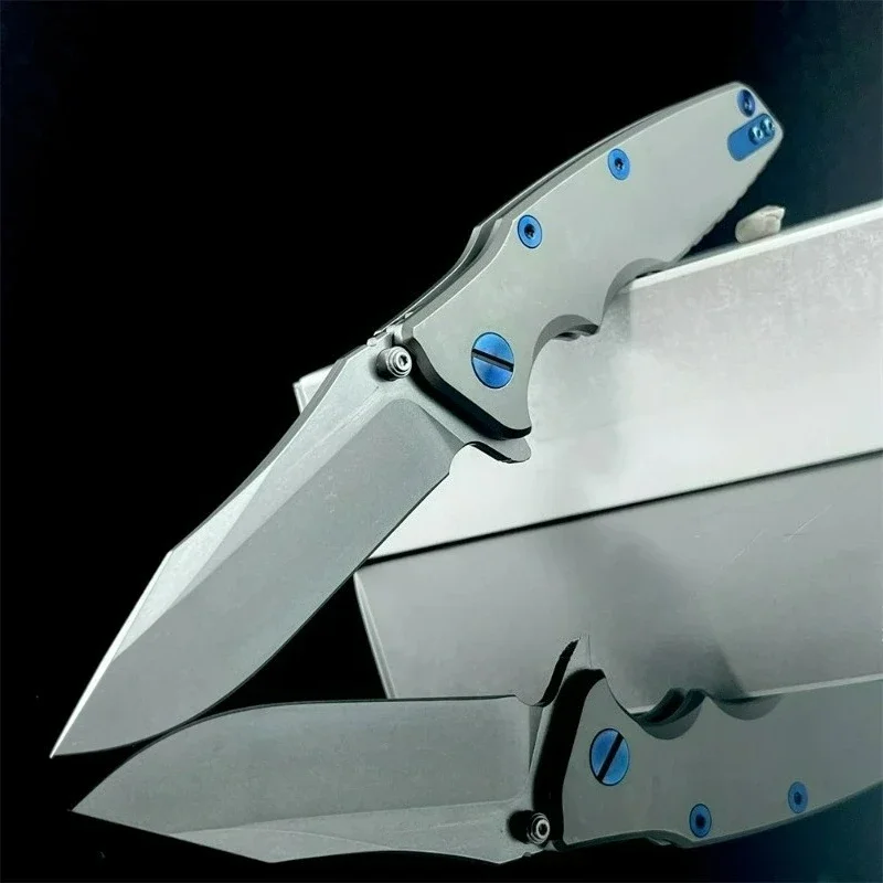 

0392 Tactical Folding Knife Survival Knife D2 Sharp Blade TC4 Titanium Alloy Handle Essential Self-Defense Outdoor Army Knife
