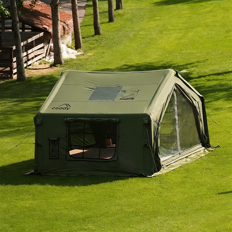 

10.0 Air Tent-Army Green Easy Setup Glamping Cotton Party Event Family Travel Camping Four Season Outdoor Inflatable Tent