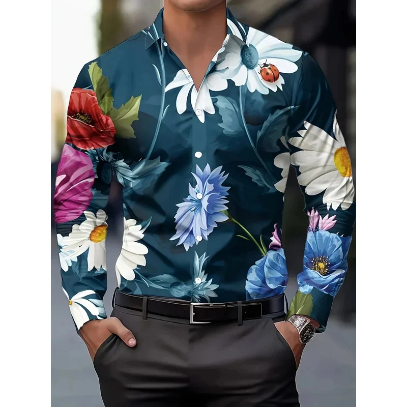 

Мужская рубашка весна и осень, новая рубашка с длинными рукавами и лацканами, элемент модного дизайна 2025г.