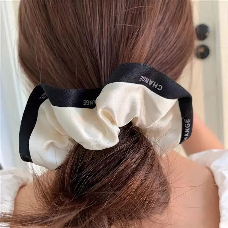 Coleteros grandes Satain de doble tela de seda satinada de estilo coreano, accesorios para el cabello para mujeres, bandas elásticas de alta gama