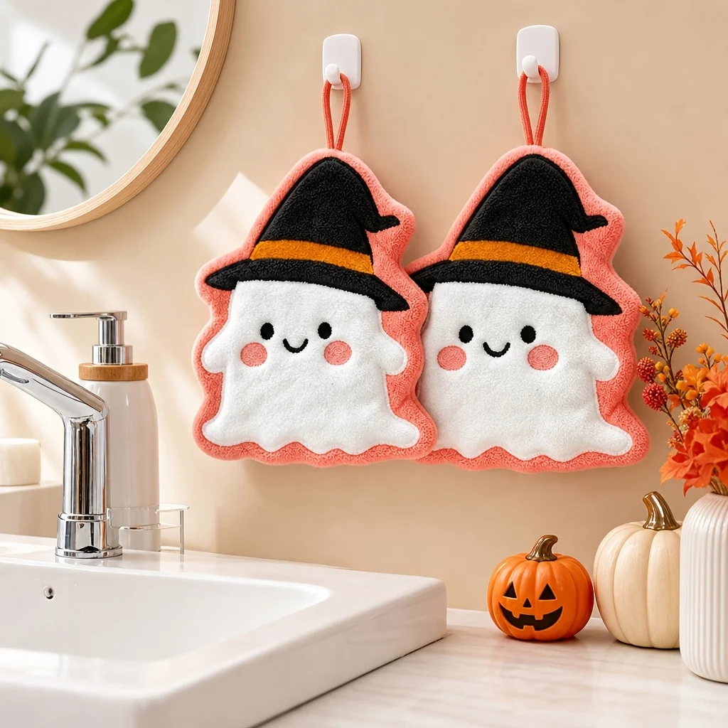 2-pecas-de-lenco-decorativo-de-halloween-chapeu-de-bruxa-toalha-de-banho-de-secagem-rapida-em-coral-fleece-com-formato-de-fantasma