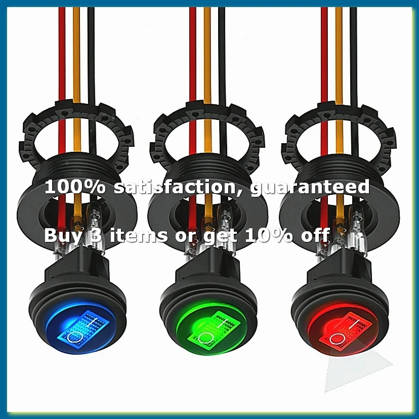 ●Round Rocker Switch 12V 20A UL Listed Waterproof Marine Round Toggle Switch LED Lighted on Off Switch Heavy Duty 3 Color-A57M