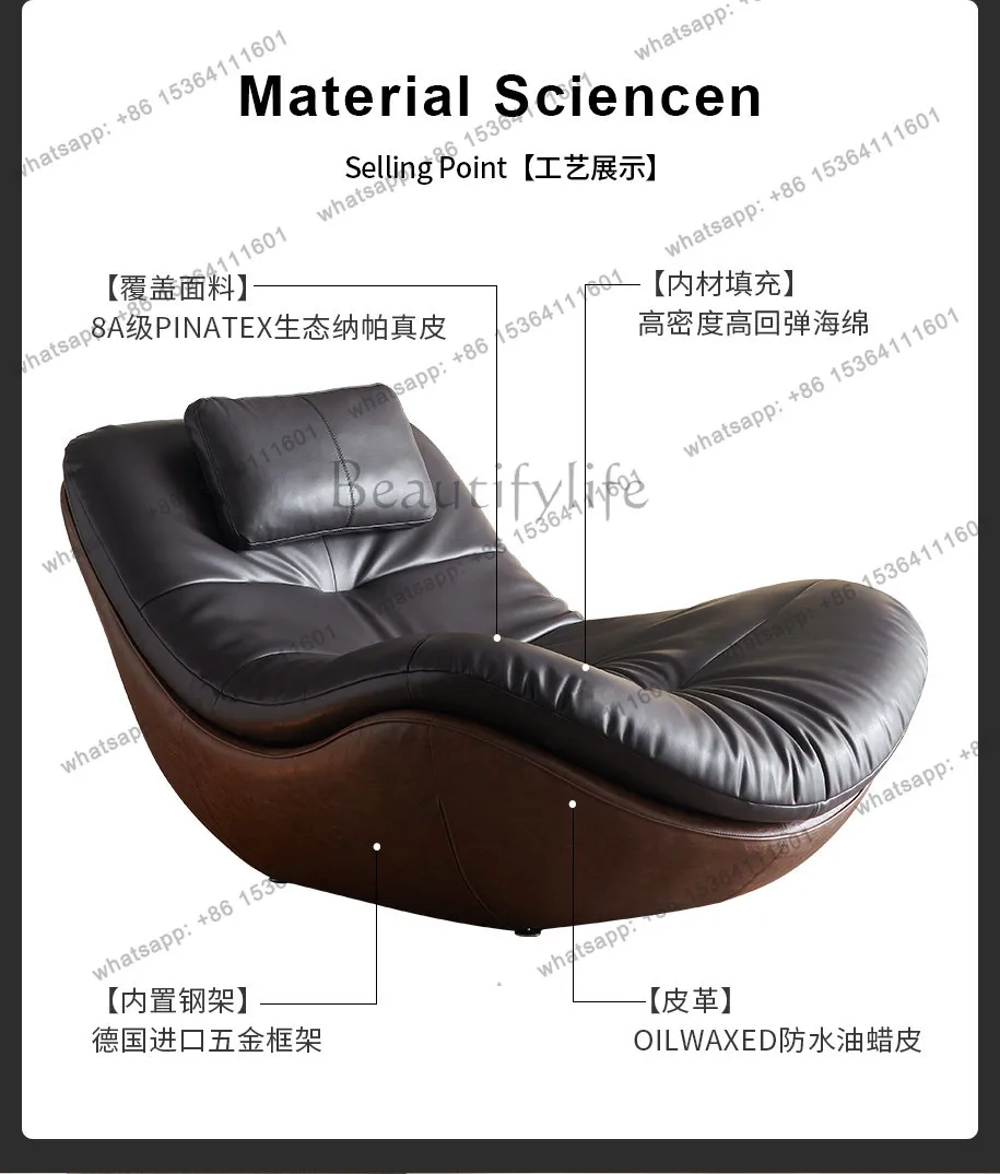 Italian Nordic high-end leather art single sofa chair simple living room designer modern casual living room bedroom lounge chair