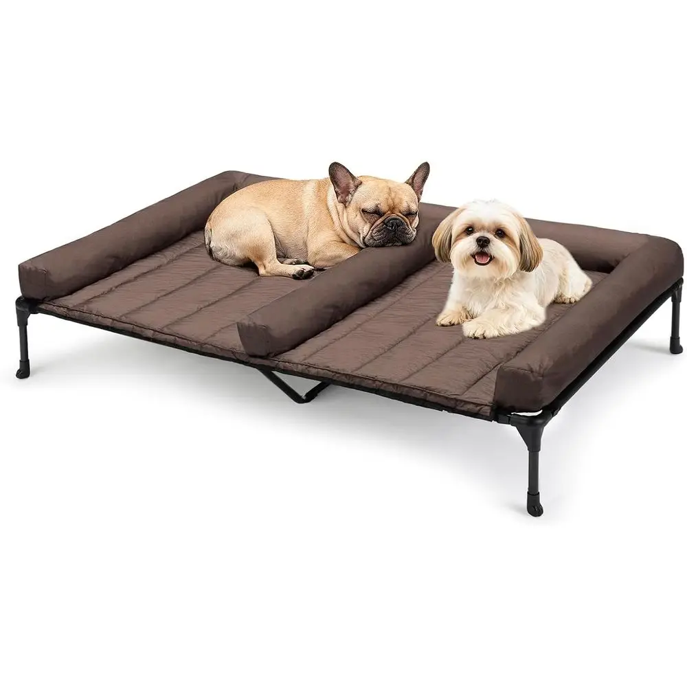 

Double Dog Cooling Bed with Removable Waterproof Bolster, 49x33, Breathable Mesh, Non-Slip Feet, Suitable for Indoor & Outdoor U