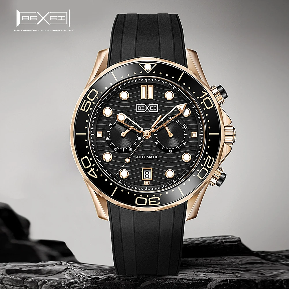 

BEXEI 2024 40MM New Men Mechanical Watches NH34 AR Sapphire Automatic Watch 100M Waterproof Sports Watches for Men