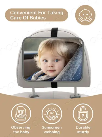 1 Pc Crash Tested And Certified Shatterproof Baby Car Mirror For Rear Facing Infant With Wide Larger Crystal Clear View