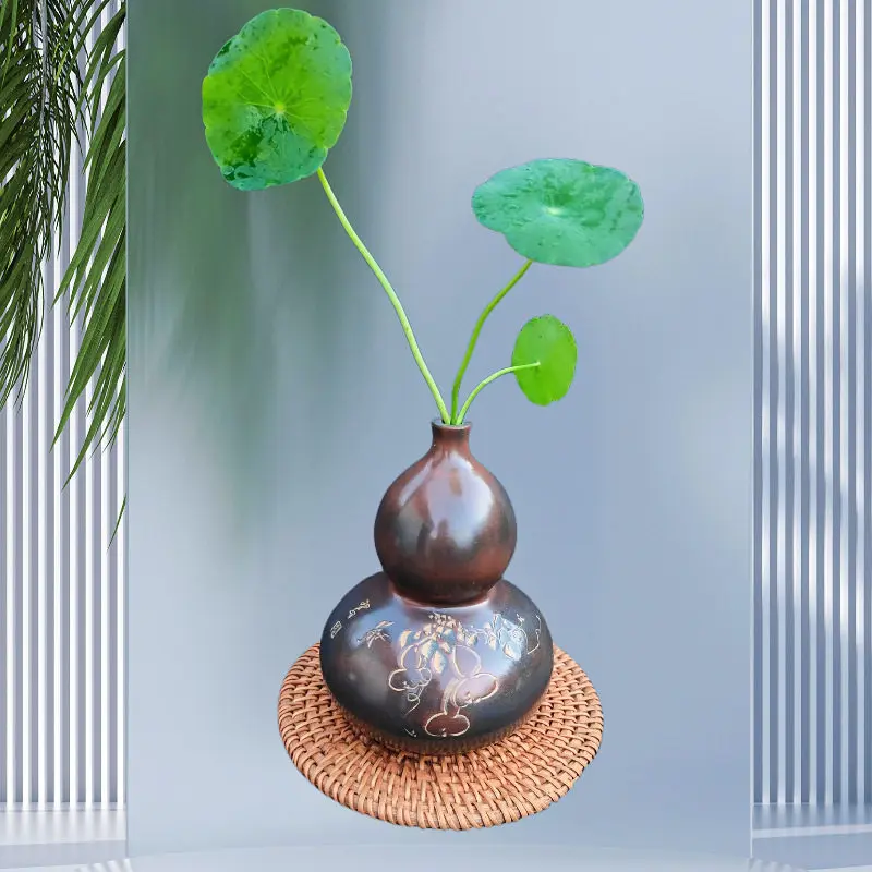 Guangxi Qinzhou Nixing pottery small vase ornament pure hand-decorated retro flower arrangement hydroponic container